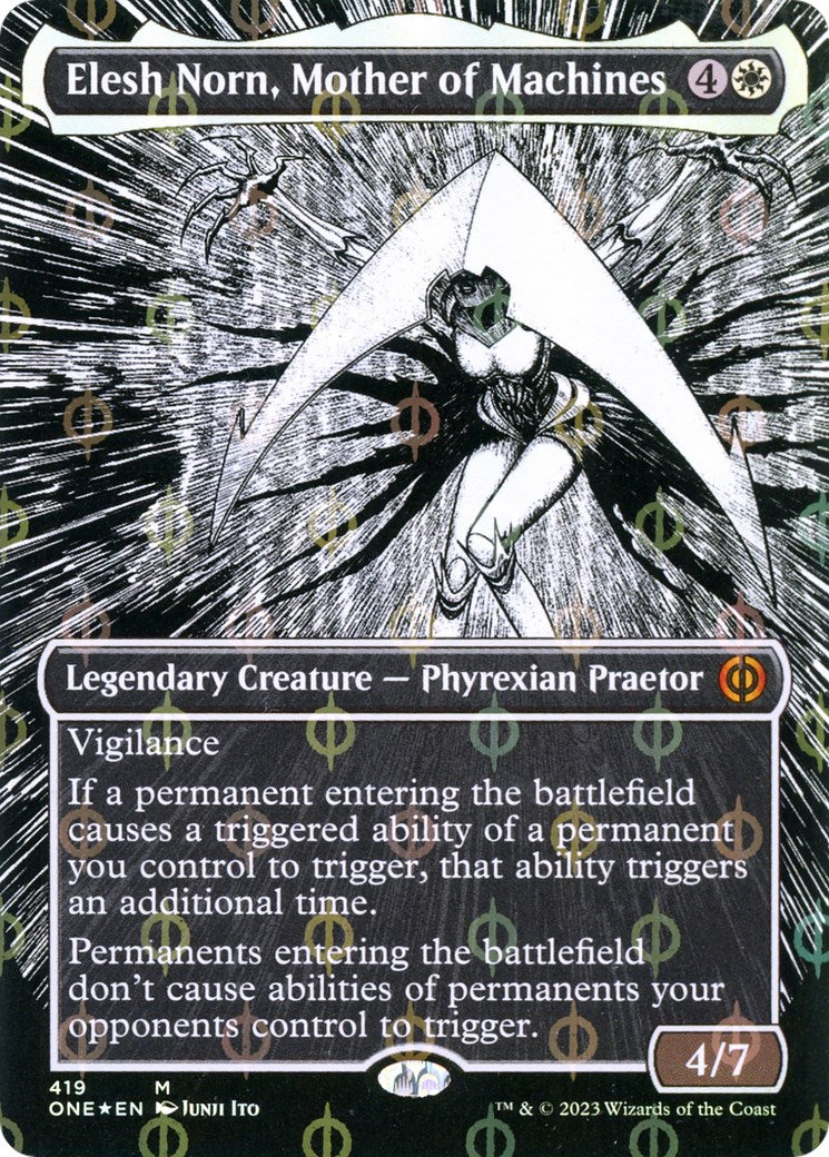 Elesh Norn, Mother of Machines (Borderless) (Step-and-Compleat Foil) [