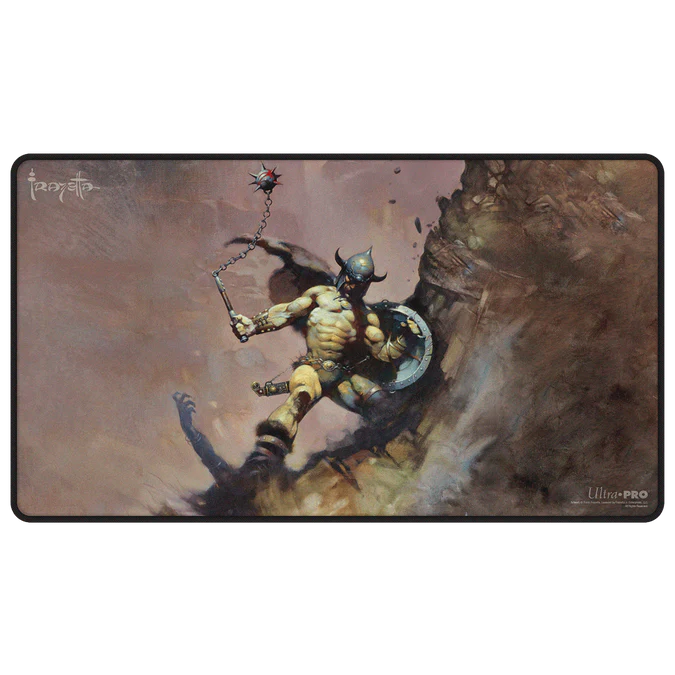 Frank Frazetta - "Warrior with Ball and Chain" Black Stitched Playmat