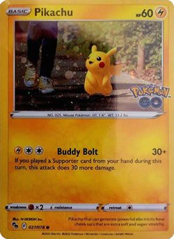 pokemon go pikachu holo card Pikachu (027/078) (Cosmos Holo) [Pokémon GO]