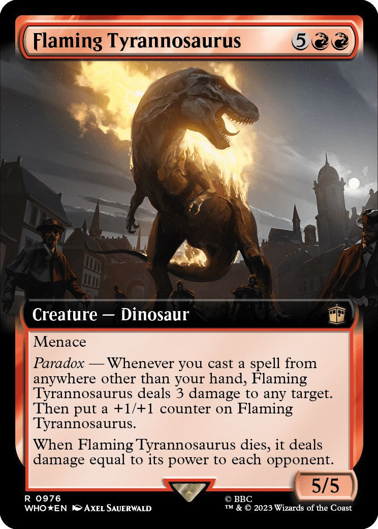 Flaming Tyrannosaurus (Extended Art) (Surge Foil) [WHO - 976]