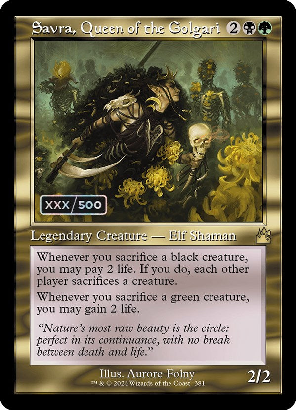 Savra, Queen of the Golgari (Retro Frame) (Serial Numbered) [RVR - 381]