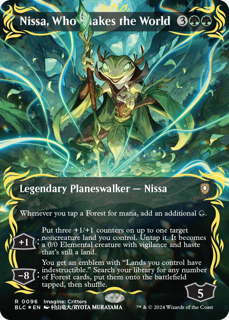 Nissa, Who Shakes the World (Borderless) (Raised Foil) [BLC - 96]